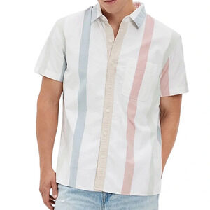 American Eagle Men’s Multicolor Striped Button-Down Shirt | Small